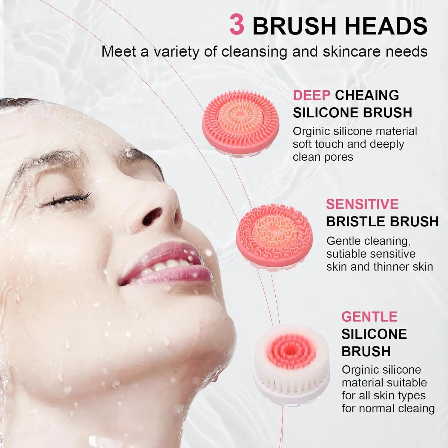 3-in-1 Electric Facial Cleansing and Exfoliating Brush - 5