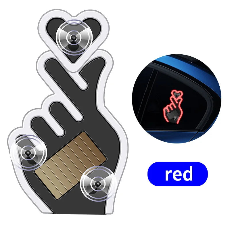 Solar USB Heart Neon LED Car Window Atmosphere Light with Sensors