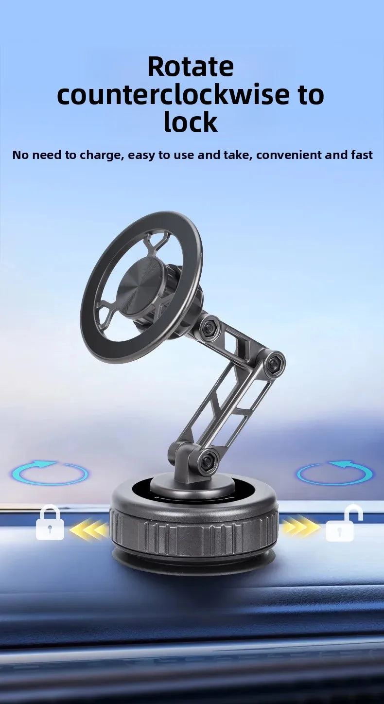 Magnetic Car Phone Holder with Vacuum Sucker and 360 Degree Rotation