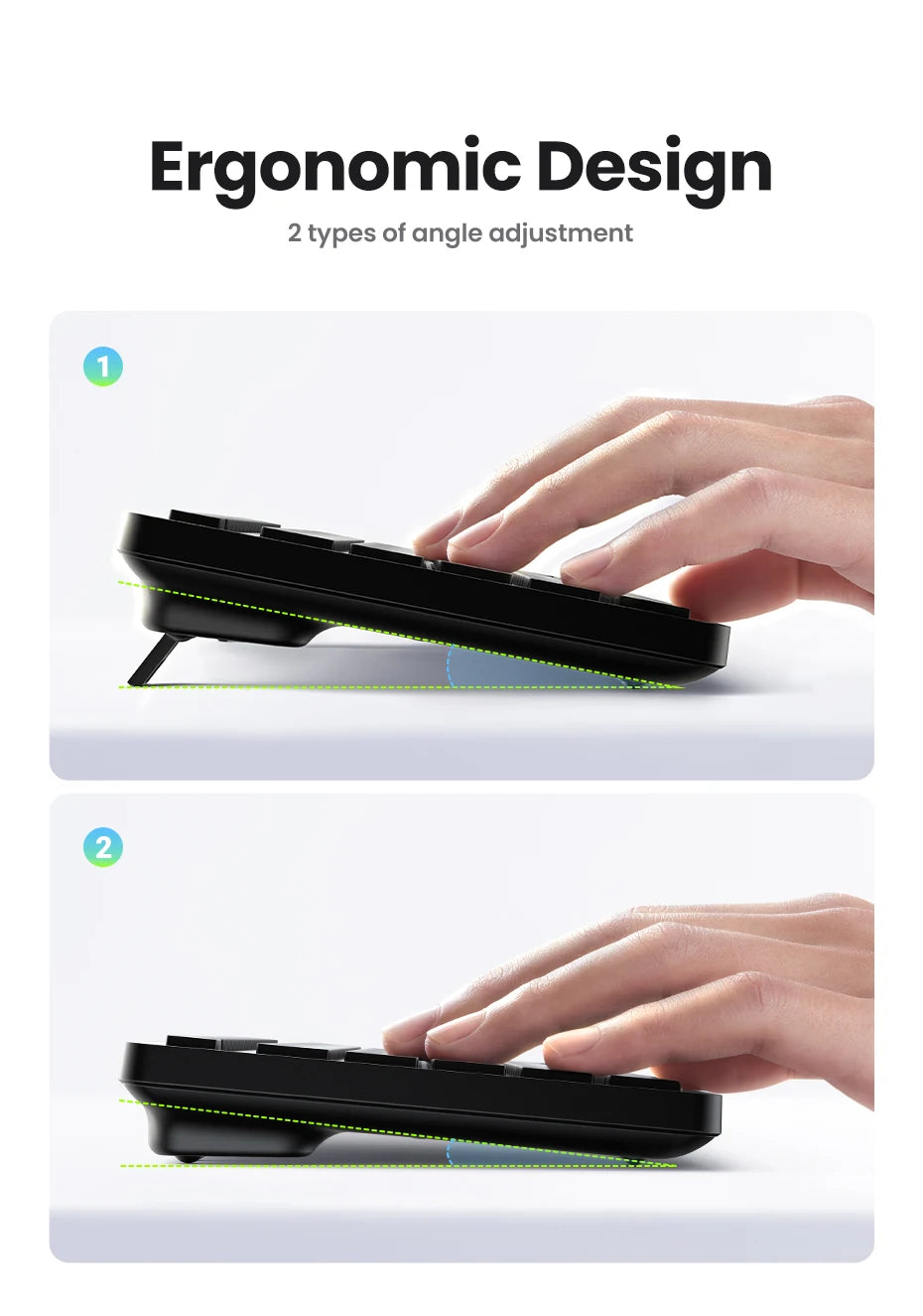 Wireless 2.4GHz Full-Size Computer Keyboard for Laptop and Desktop