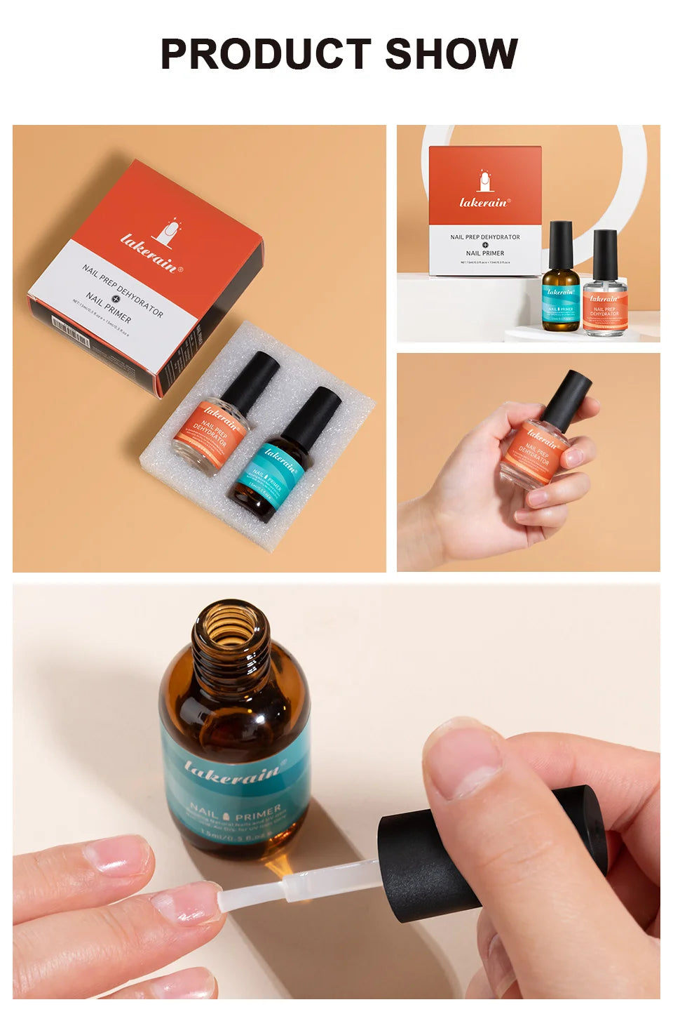 Nail Prep Dehydrator and Primer Set for Long-Lasting Manicures