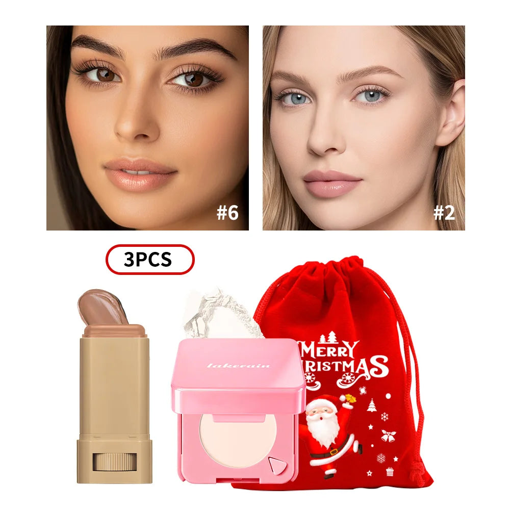 Matte Foundation Stick and Pressed Powder Makeup Set