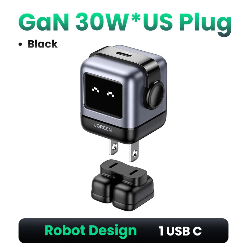 65W GaN USB-C Robot Fast Charger for Laptops and Smartphones