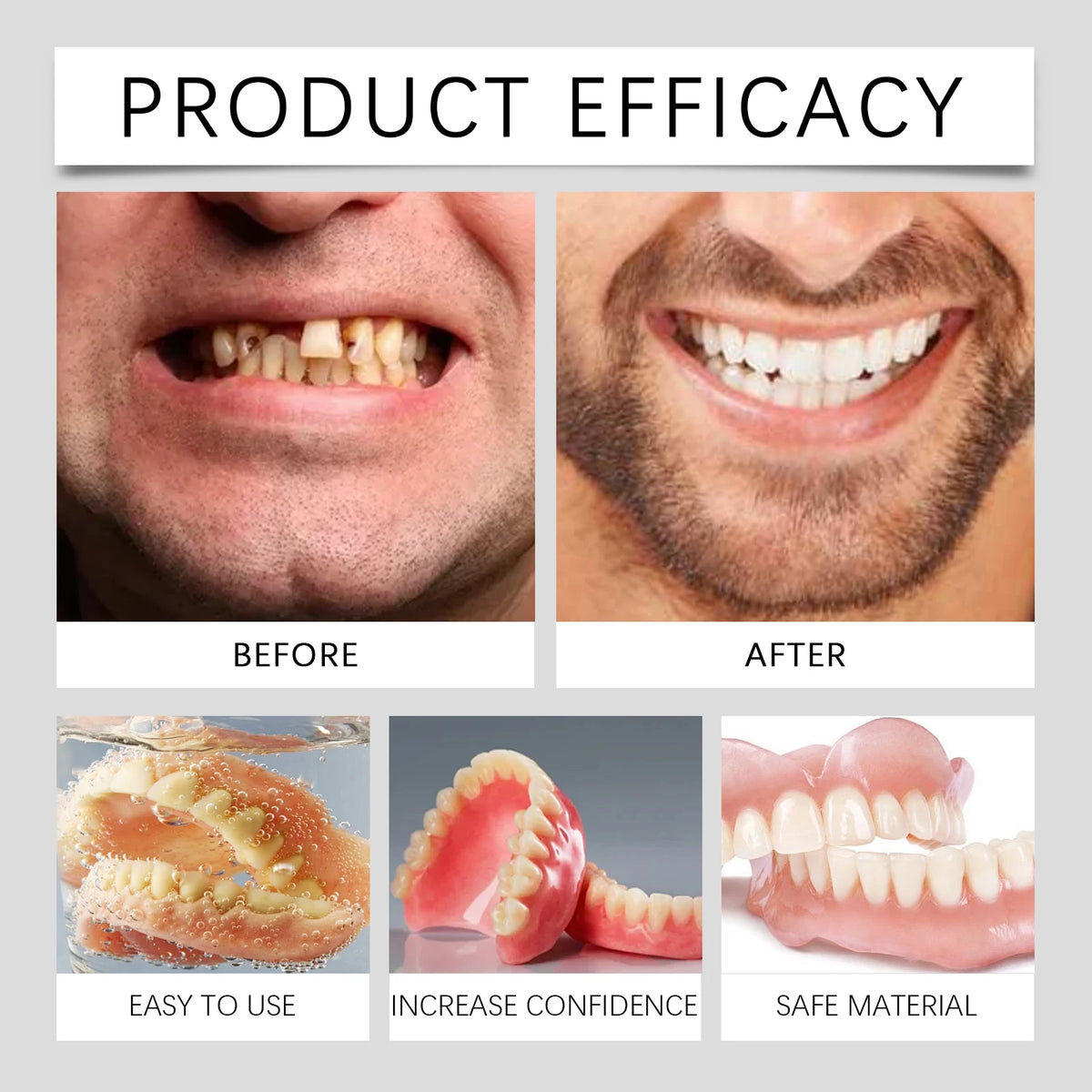 Temporary Silicone Dental Veneers and Denture Set