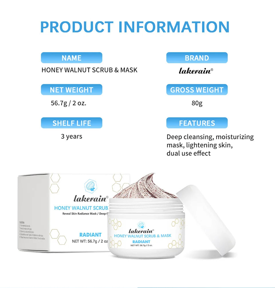 Honey Walnut Facial Exfoliating Scrub and Face Mask