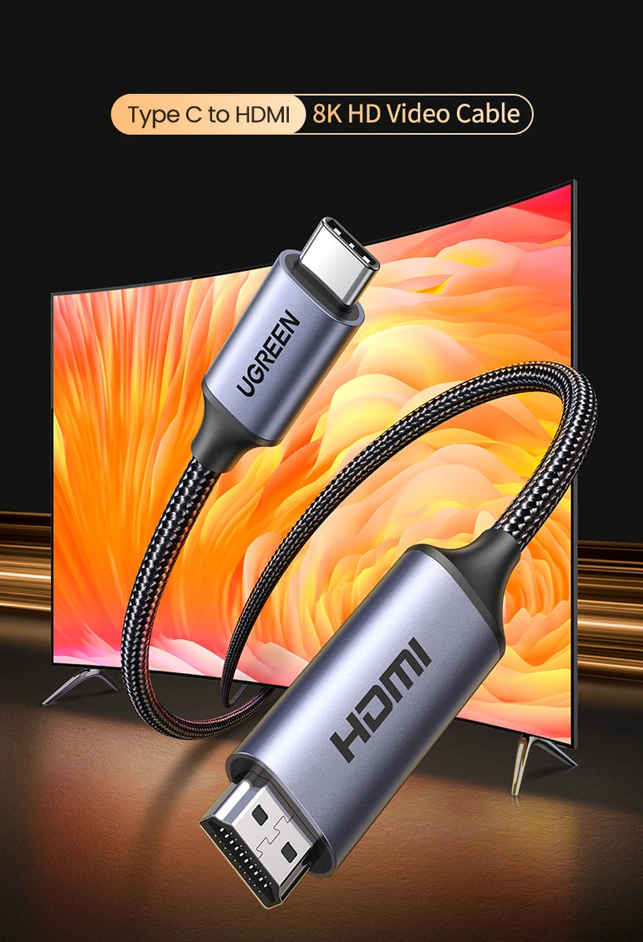 8K USB-C to HDMI Adapter Cable for High-Resolution Displays