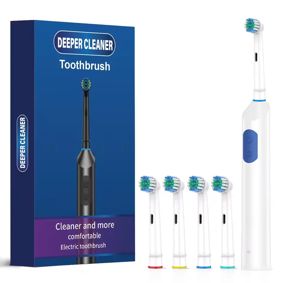 Rechargeable Electric Toothbrush with 5 Modes and 4 Brush Heads
