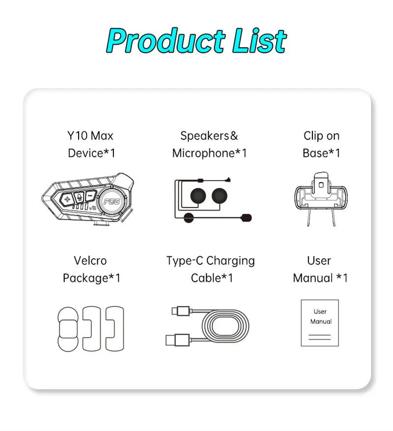 Bluetooth 6.0 Motorcycle Helmet Intercom with RGB Lighting