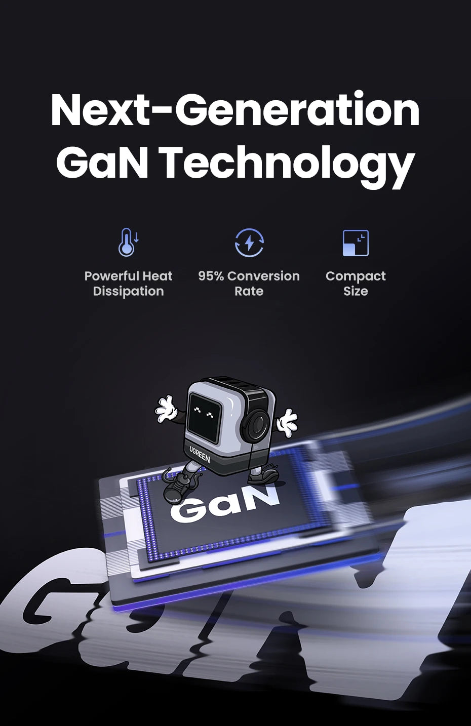 65W GaN USB-C Robot Fast Charger for Laptops and Smartphones
