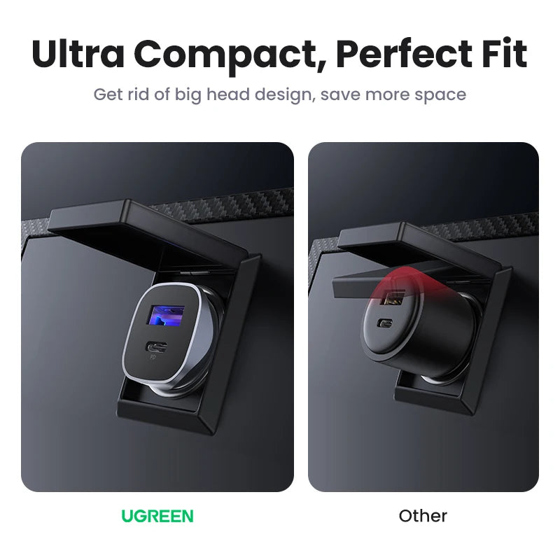 30W Dual Port Fast Car Charger with PD 3.0 and QC 4.0