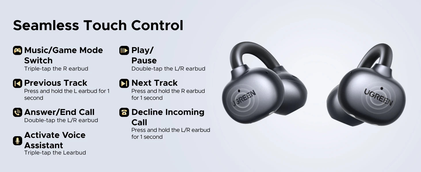 Open-Ear Bluetooth 6.0 Wireless Clip-On Earbuds - 16