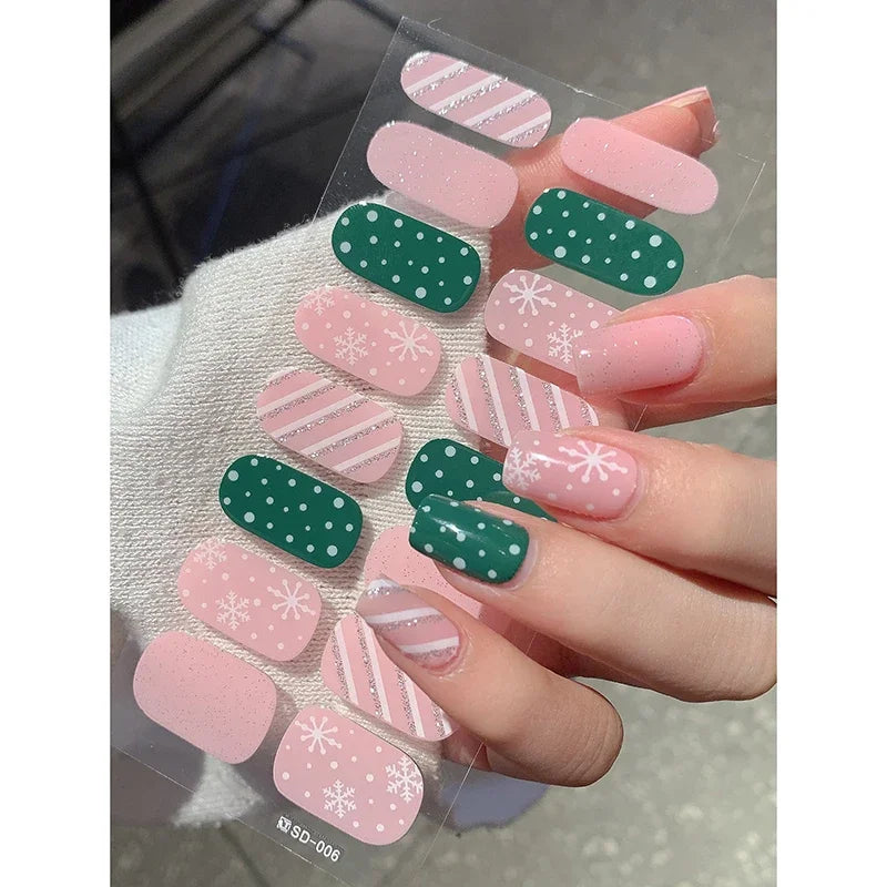 Christmas Semi-Cured Gel Nail Wrap Stickers - 26