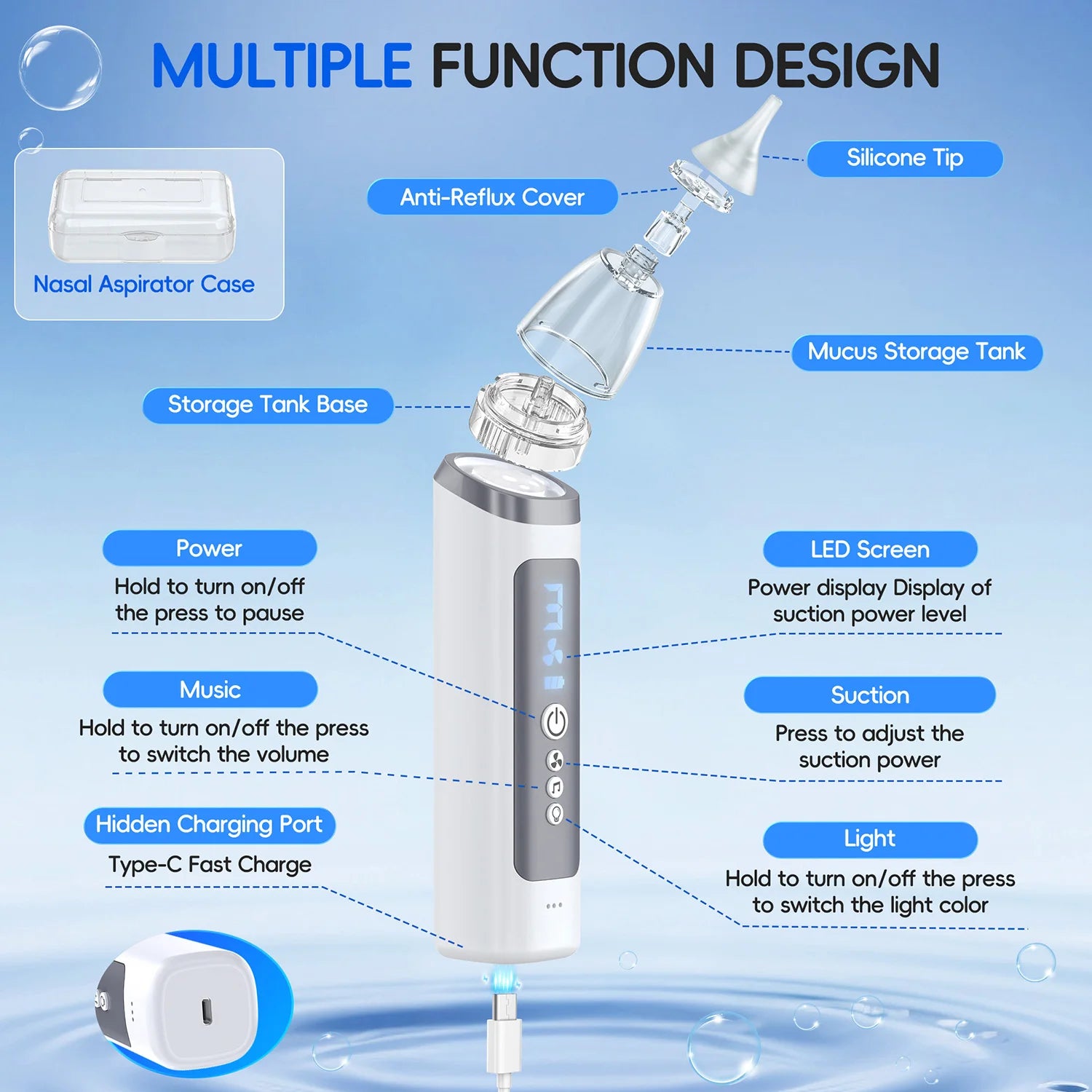 Electric Baby Nasal Aspirator with Music and Adjustable Suction - 5