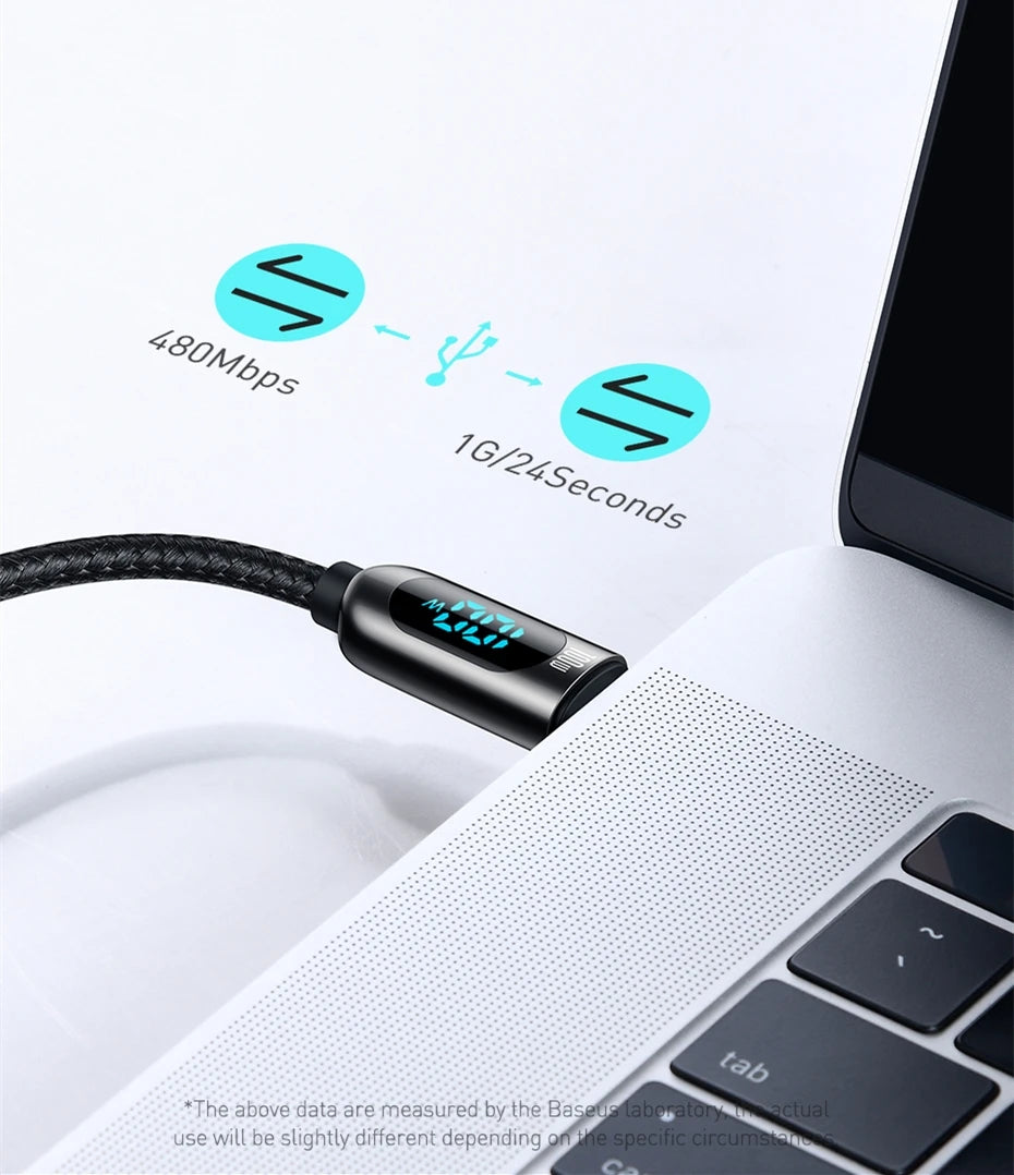 100W USB-C Fast Charging Cable with Digital Power Display