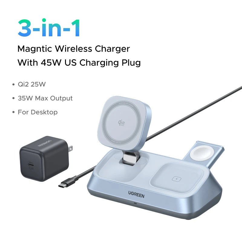3-in-1 Magnetic Wireless Charging Station for Phone, Watch and Earbuds