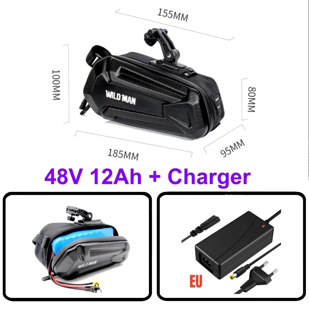 Waterproof Electric Bike Lithium-Ion Battery Pack 36V/48V/52V/60V