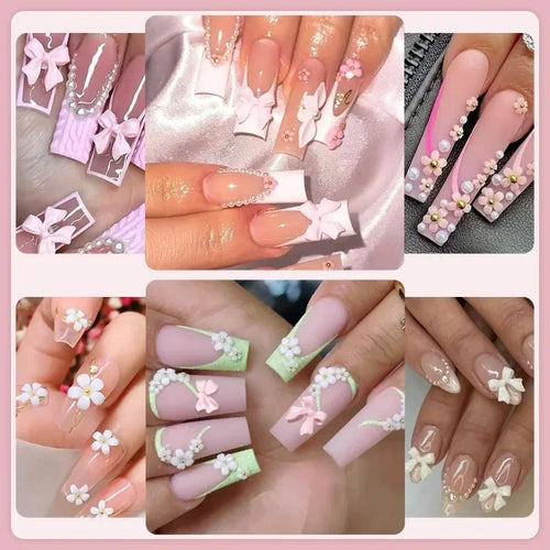 3D Mixed Bowknot and Flower Nail Art Decoration Set