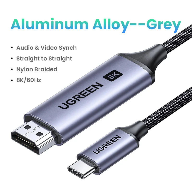 4K 60Hz USB-C to HDMI Adapter Cable for Laptops and Smartphones