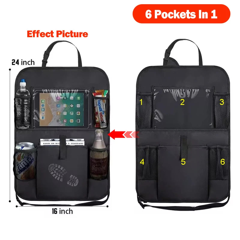 Car Seat Back Organizer with Tablet Holder and Storage Pockets