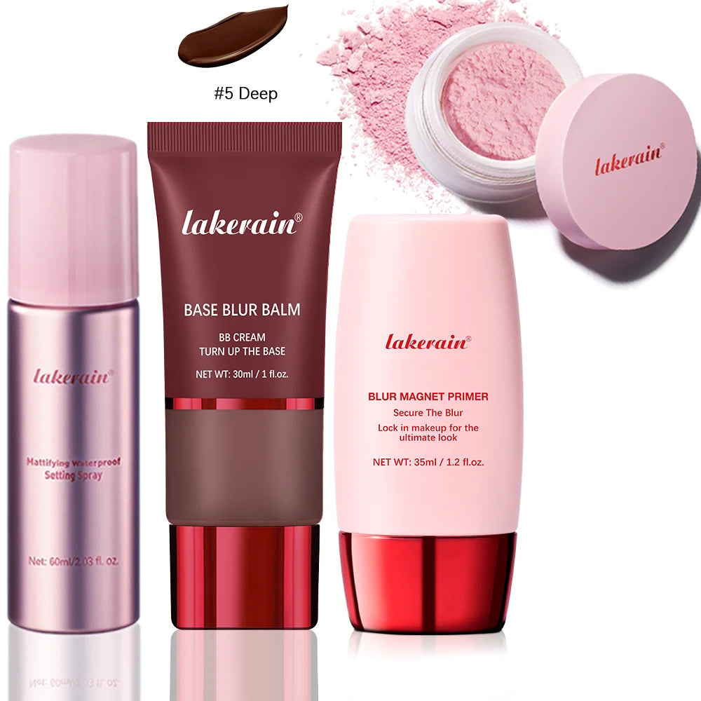 4-Piece Long-Lasting Matte Makeup Face Base and Setting Set