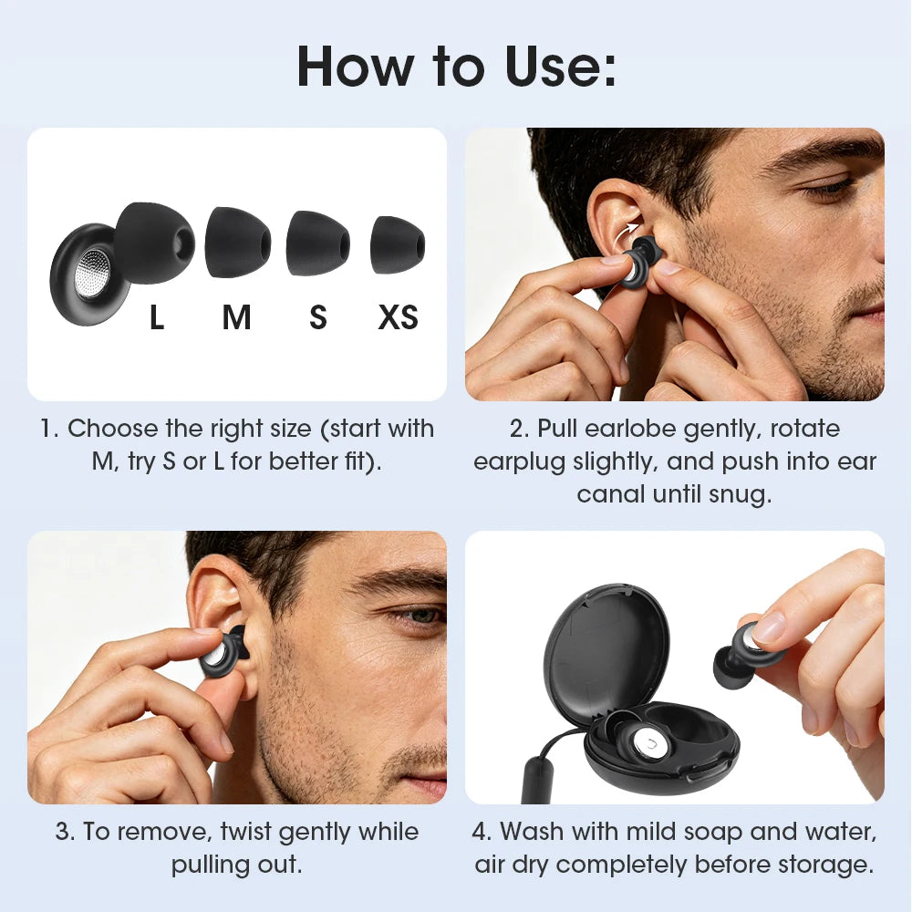 Reusable Noise Cancelling Silicone Ear Plugs for Sleeping - 13