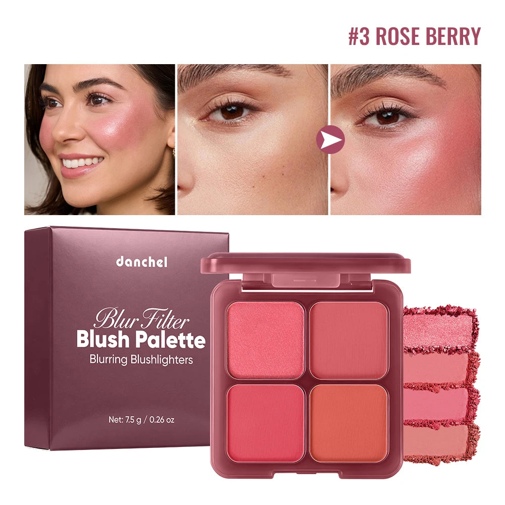 4-Shade Matte and Shimmer Blush Palette - 1