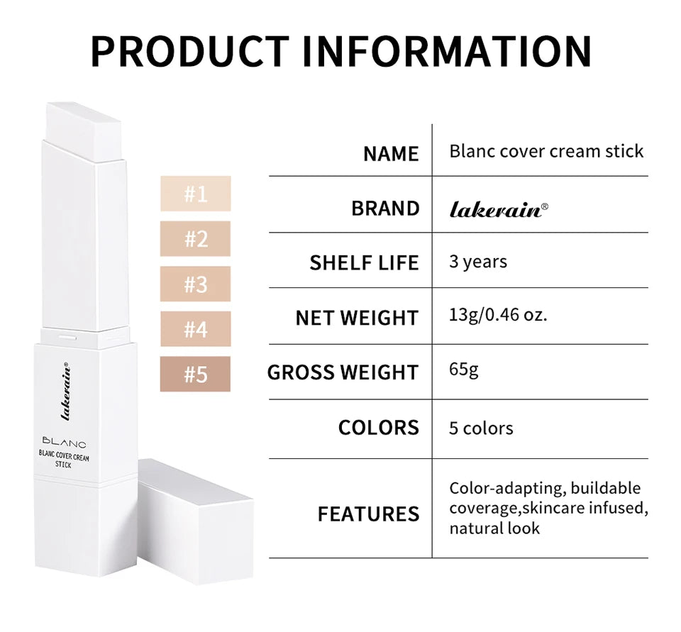 Dual-Ended Waterproof Foundation and Concealer Stick with Brush