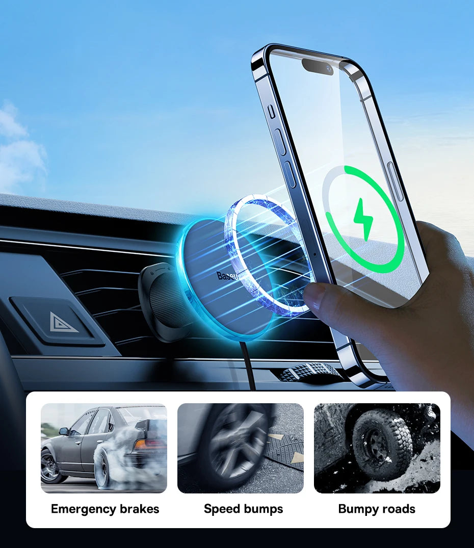 Magnetic Wireless Car Charger and Phone Mount 15W