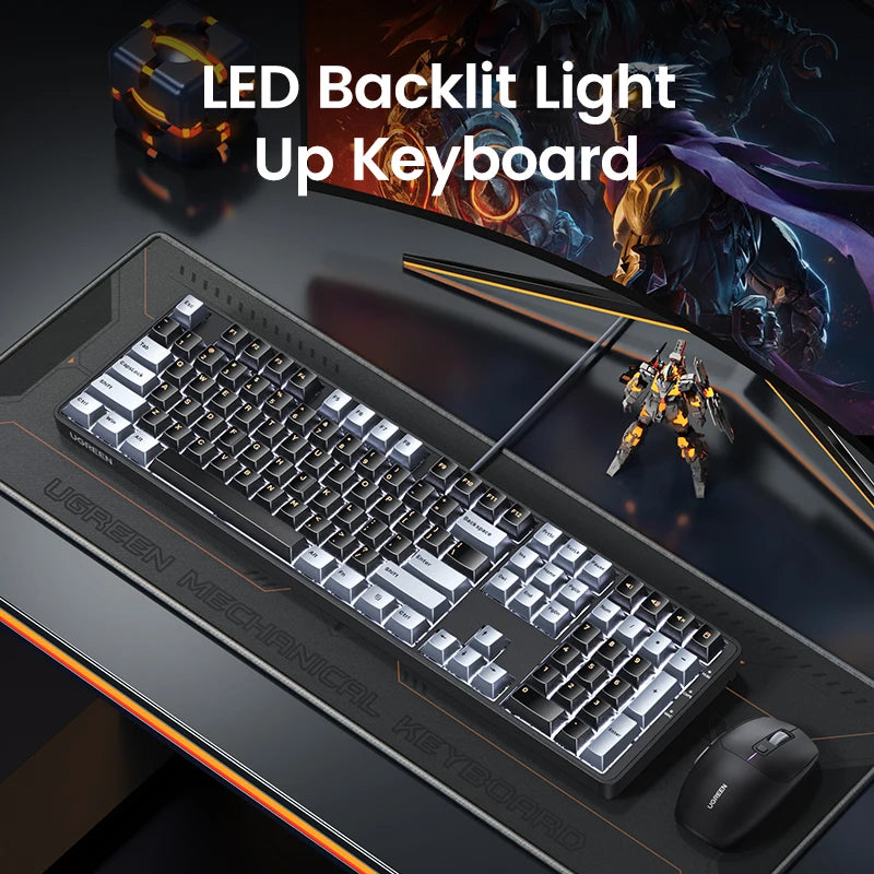 Wired Mechanical Gaming Keyboard 108 Keys with Red Switches