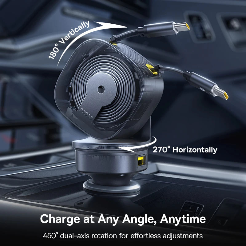 100W Fast Charging 4-Port Retractable Car Charger
