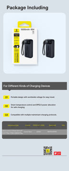 45W 10000mAh Portable Power Bank with Integrated Watch Charger