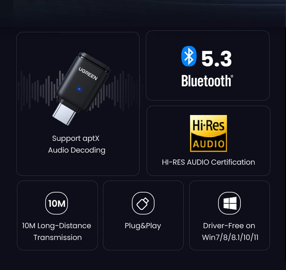 USB-C Bluetooth 5.3 Audio Transmitter for PC and Gaming Consoles - 8