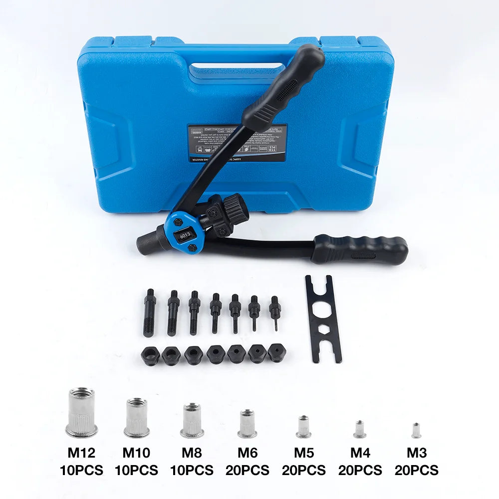 M3-M12 Hand Rivet Nut Tool Kit with 110-Piece Assortment