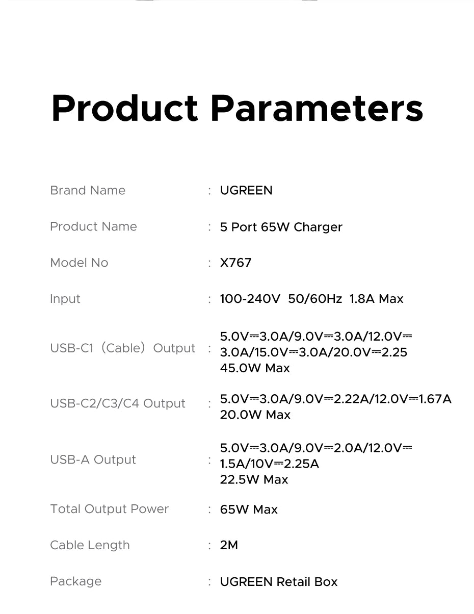 65W GaN 5-Port USB-C Desktop Fast Charger - 28