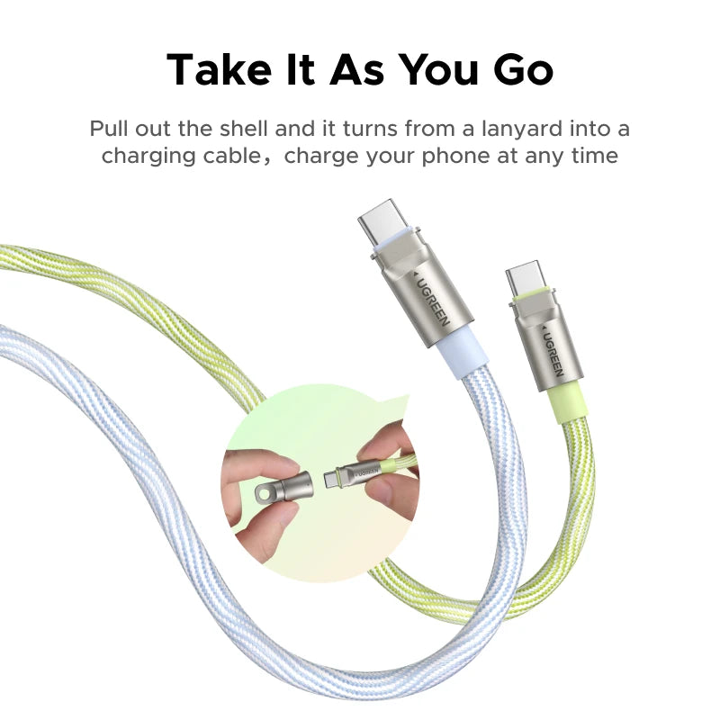 60W USB-C Lanyard Wearable Charging Cable
