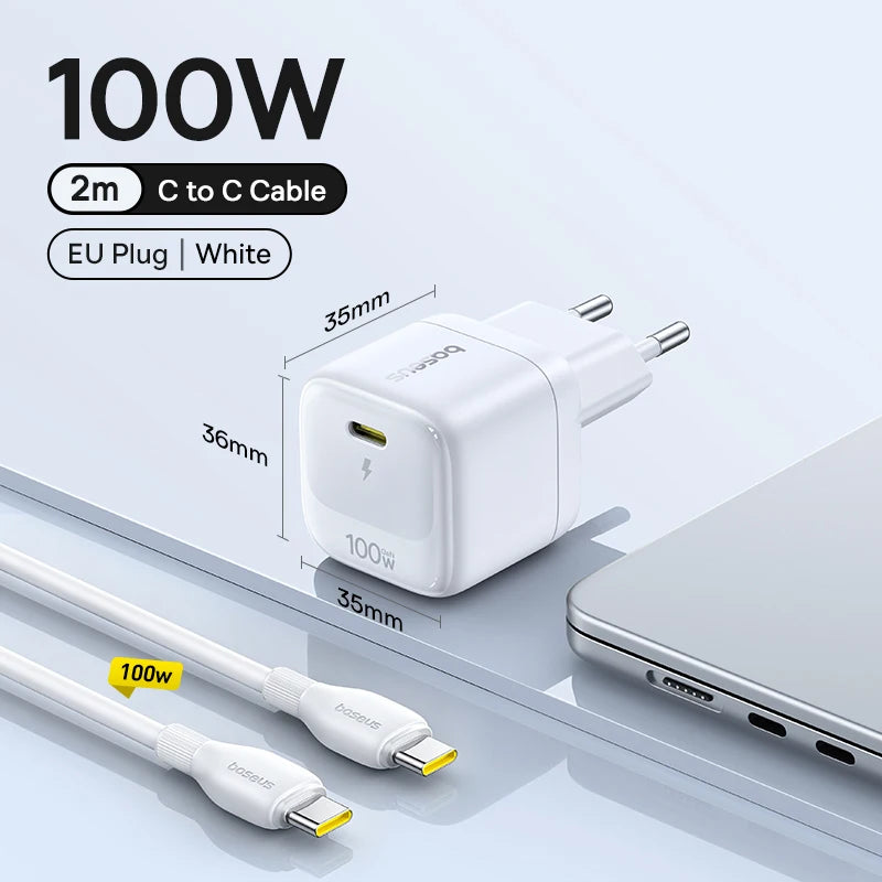 100W GaN USB-C Fast Charger for Laptops and Smartphones - 23