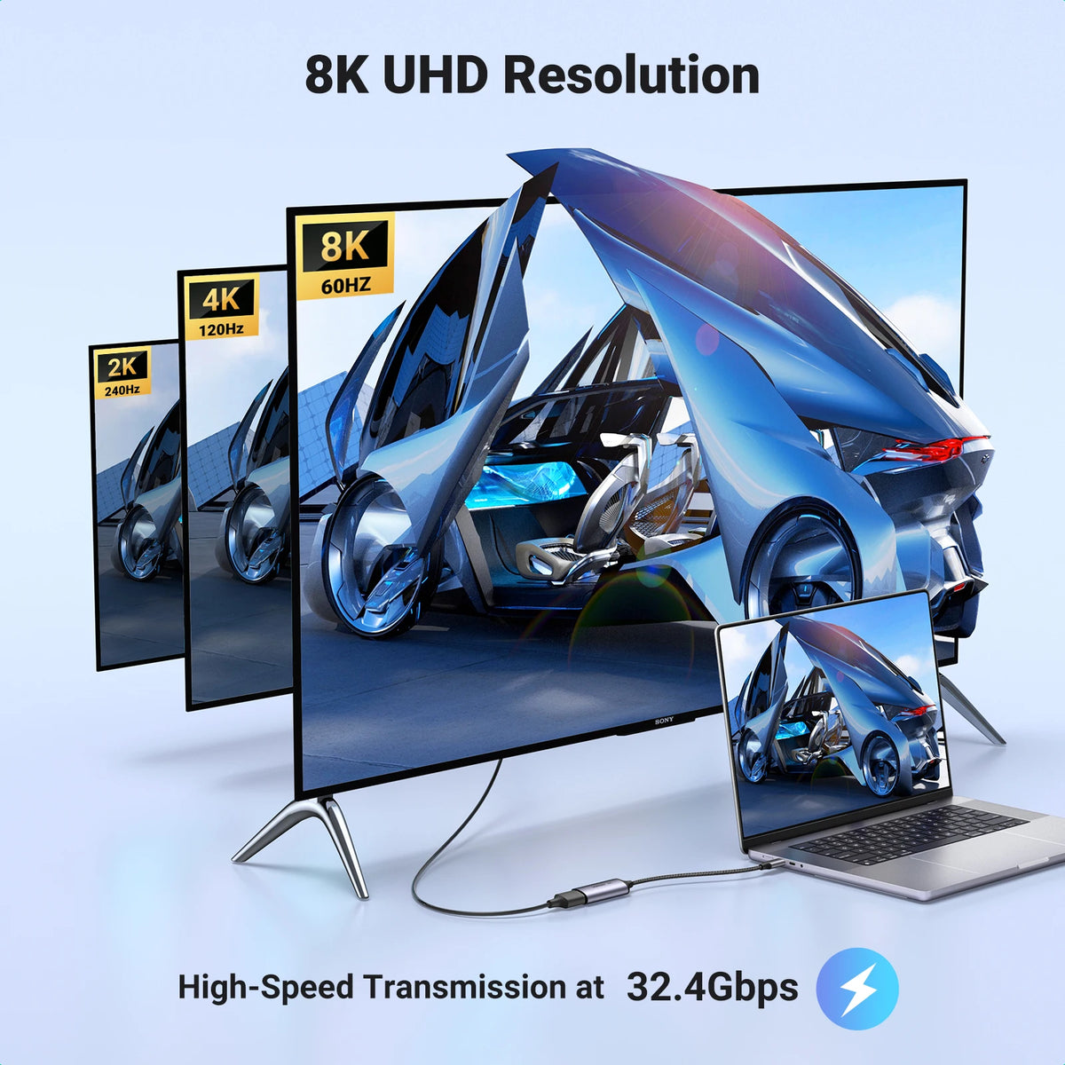 USB-C to DisplayPort 1.4 8K Adapter for Monitors and Laptops