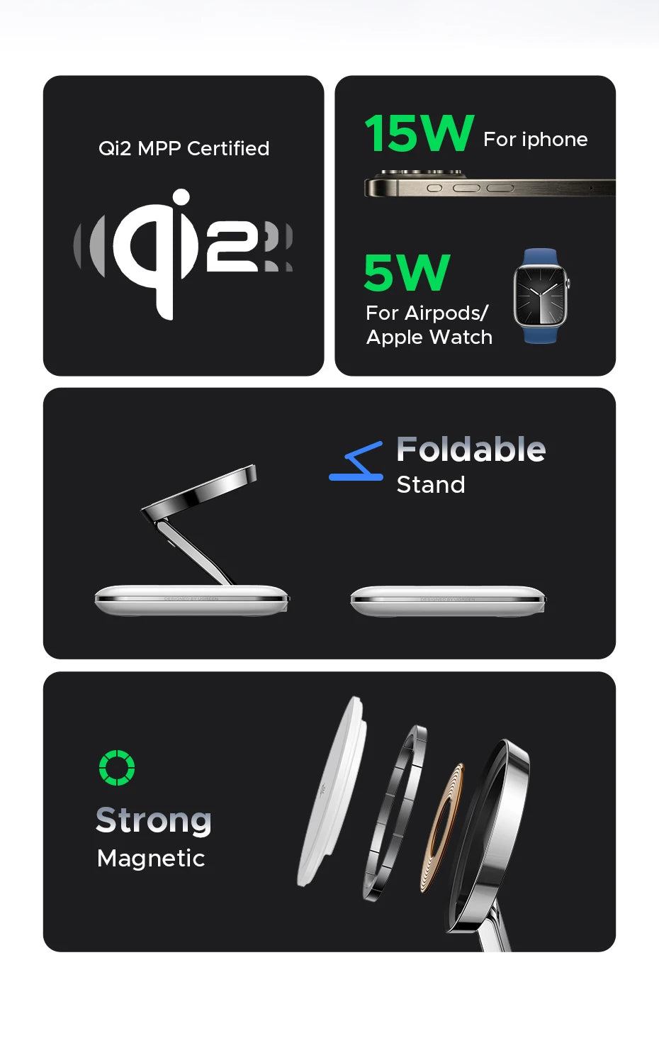 2-in-1 Magnetic Wireless Charging Station for iPhone and Earphones - 9