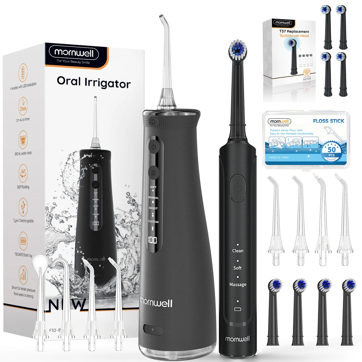 Electric Toothbrush and Water Flosser Oral Care Combo