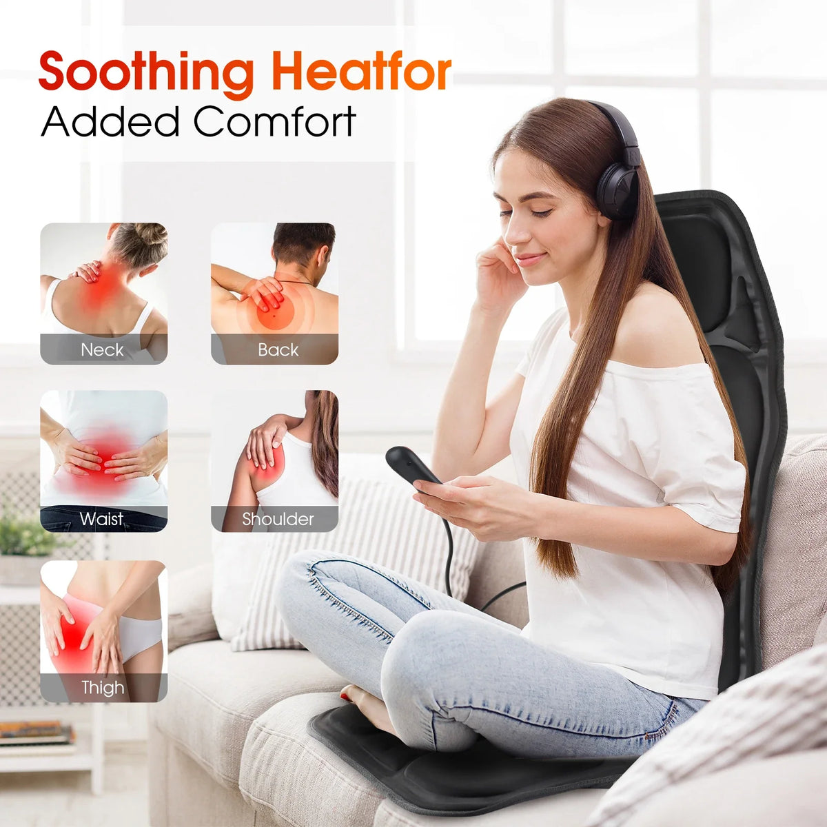 Full-Body Electric Heated Massage Chair Cushion