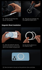 Magnetic Wireless Car Charger and Phone Mount 15W