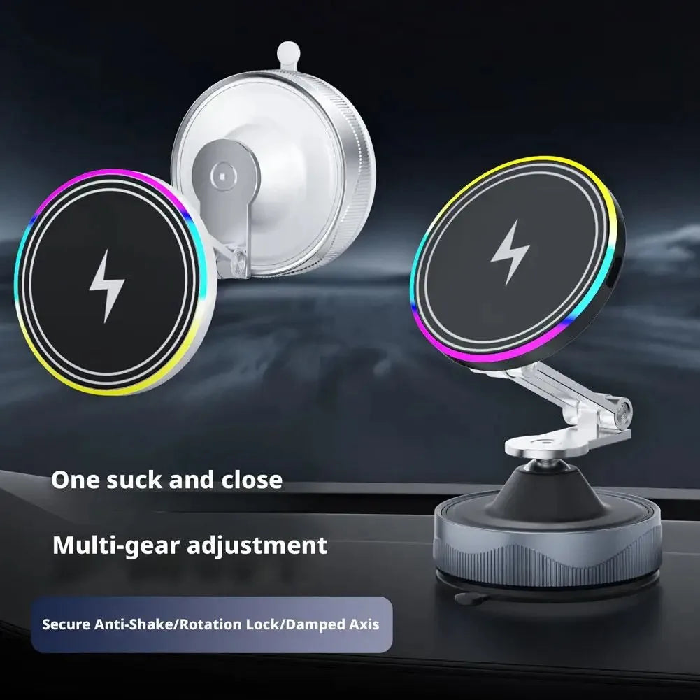 15W Magnetic Wireless Car Charger and Suction Phone Mount
