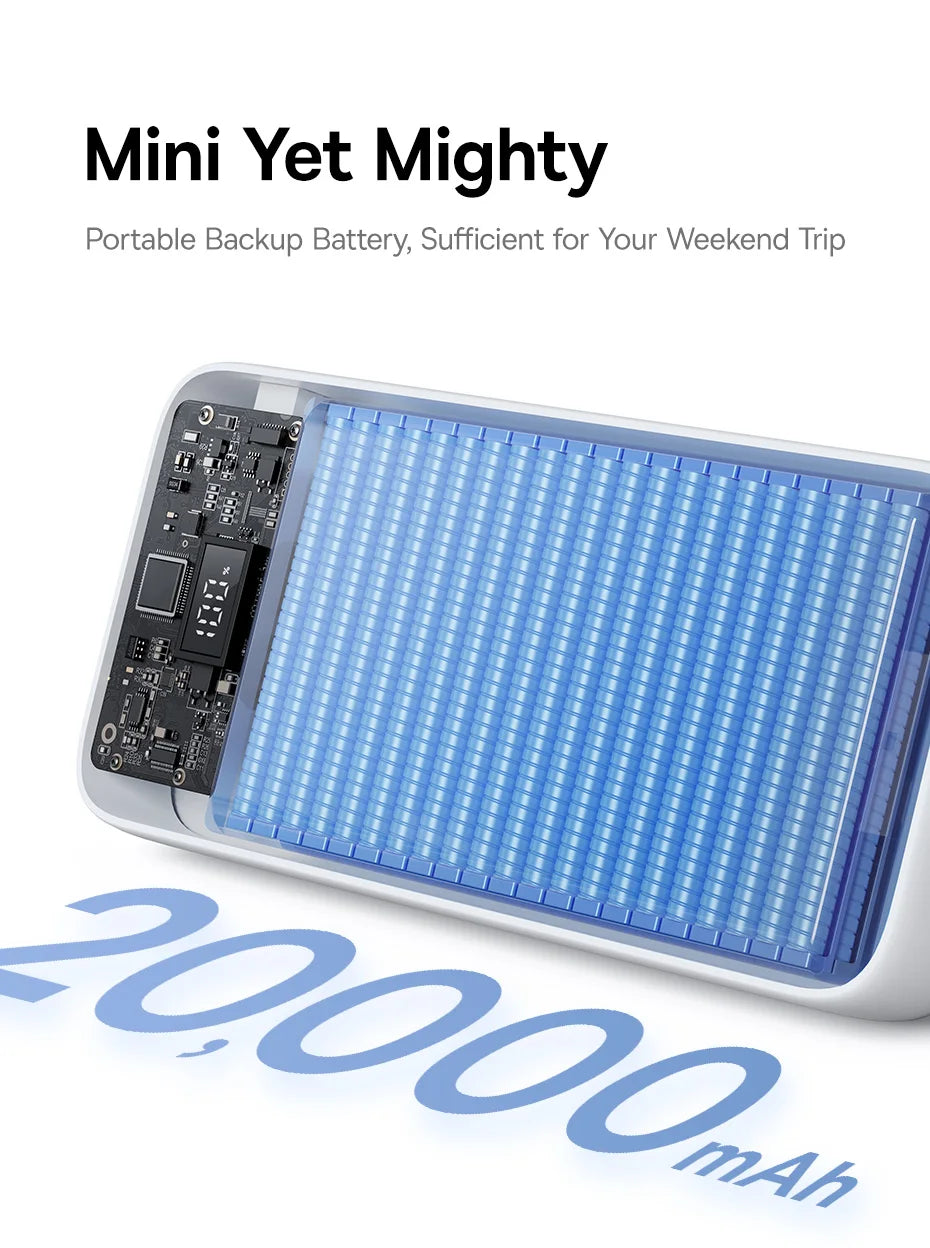 20000mAh Portable Power Bank with Integrated Fast Charging Cables