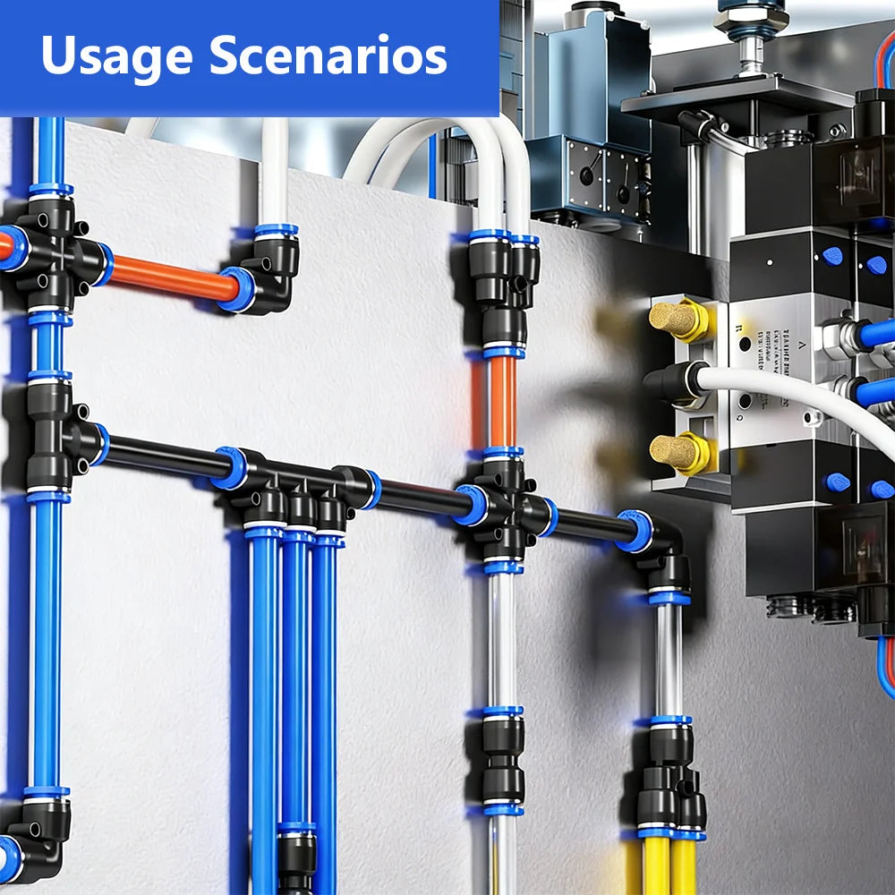 Flexible Pneumatic PU Air Hose with Quick-Connect Fittings - 5