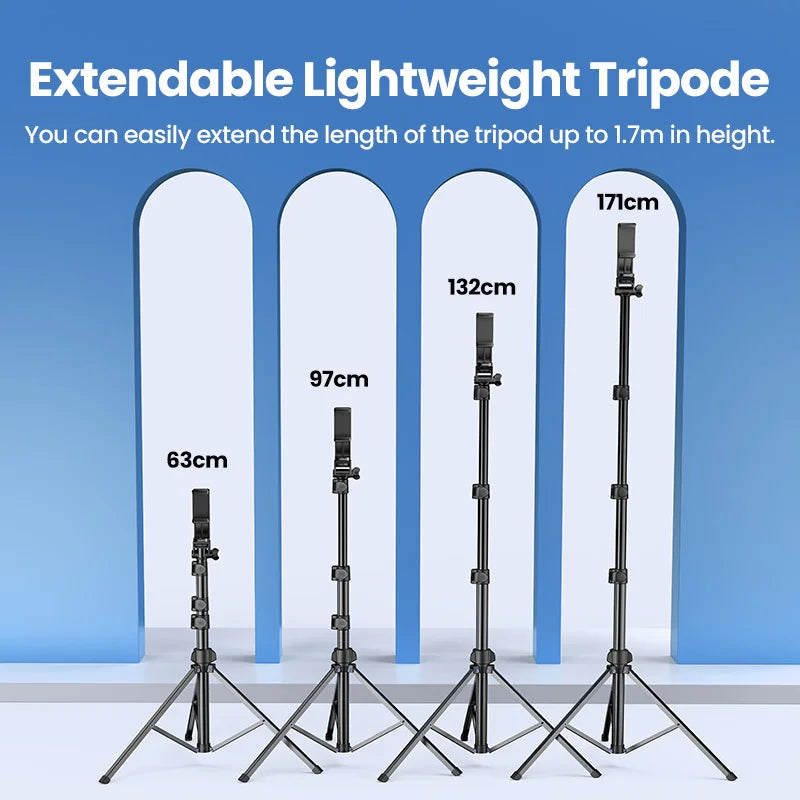 1.7m Extendable Aluminum Phone Tripod with Bluetooth Remote
