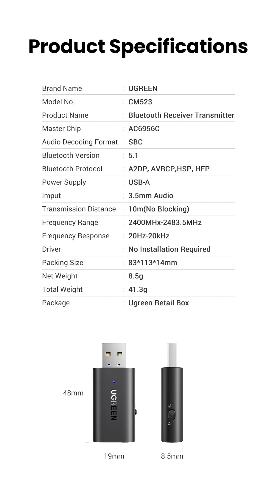 2-in-1 Bluetooth 5.1 Transmitter and Receiver Adapter - 25