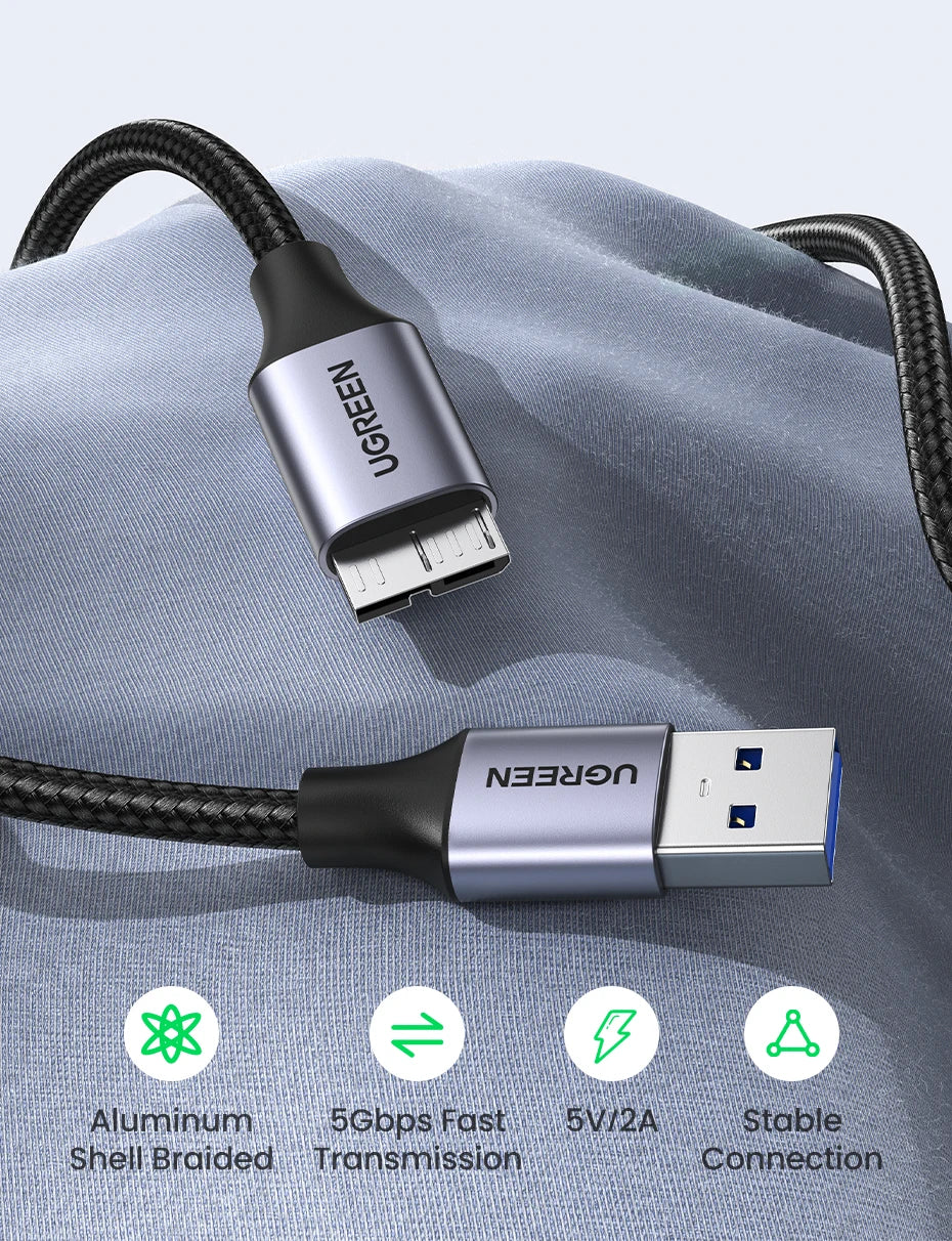 USB 3.0 to Micro B Data Cable for Hard Drives