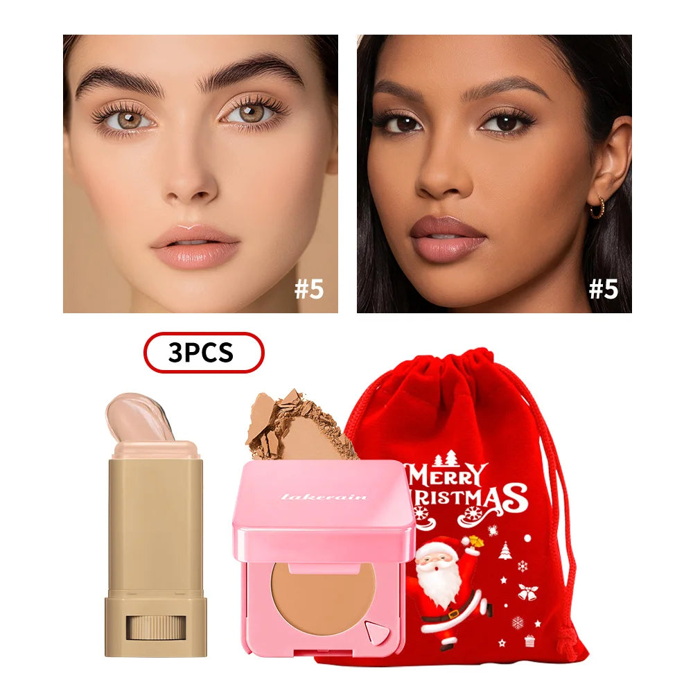 Matte Foundation Stick and Pressed Powder Makeup Set