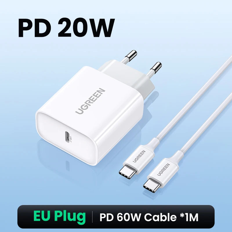 20W USB-C PD Fast Wall Charger for Smartphones and Tablets