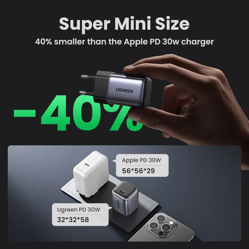 30W GaN USB-C Fast Wall Charger for Smartphones and Tablets - 3